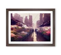 The Flower Market Vol.3 Framed Print | A2 Walnut Framed Wall Art | Ready to Hang | Modern Floral Picture | Living Room Bedroom Lounge Office