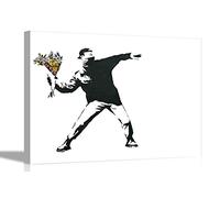 The Flower Thrower By Banksy Canvas Prints Famous Artwork Wall Art Pictures Home Bedroom Pictures 30 x 20cm (12 x 8 inches) A4
