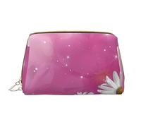 The Flower Zipper Closure Leather Portable Waterproof Cosmetic Bag for Home Travel to Organize Toiletries Sundries