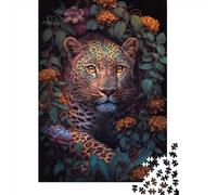 The Flowered Leopard Jigsaw Puzzle Adult 1000 Pieces Classic Puzzle Paper Jigsaw Puzzle Wall Art Unique Toys 1000pcs (38x26cm)