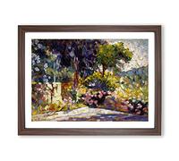 The Flowered Terrace By Henri Edmond Cross Classic Painting Framed Print | A2 Walnut Framed Wall Art | Ready to Hang | Classic Religious Picture | Living Room Bedroom Lounge Office