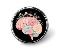 The Flowers And Brains Round Metal Brooches 1 Inch Memorial Badges Exquisite Decorations Pins for Clothing