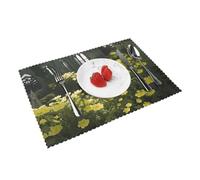 The flowers in the castle pattern Customizable Placemats Set of 4 - Unique Table Mats for Dining Table Decor, Heat Resistant and Washable, Perfect for Spring and Easter