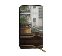 The Flowers Next To The Window Double-Sided Full-Print Premium Wallet - Spacious Bifold Wallet For Women And Girls With Multiple Card Slots, Zippered Coin Pocket, Id, And Checkbook Compartments