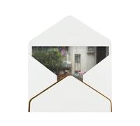 The Flowers Next To The Window Elegant Greeting Card â€“ Premium Pearl Paper Holiday & Birthday Card With Gold Trim â€“ Blank Inside For Personal Message