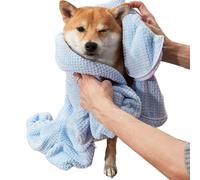 The Fluff Dog Bath - Quick Dry Full Body Wrap Dog Towel | Soft Absorbent Robe for Small Medium Dogs, Adjustable Drying Solution Ho