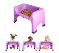 The Fluff Trough Elevated Dog and Cat Bowl Feeding System with Silicone Bowl for Small to Medium Pets - Vet Approved, Food Safe, Non-Toxic, Dishwasher Safe, Perfect for Flat-Faced Pets, Purple