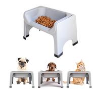The Fluff Trough Elevated Dog and Cat Bowl Feeding System with Silicone Bowl for Small to Medium Pets - Vet Approved, Food Safe, Non-Toxic, Dishwasher Safe, Perfect for Flat-Faced Pets, Gray