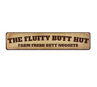 The Fluffy Butt Hut Farm Fresh Butt Nuggets Funny Tin Signs 4x16 Inch Wall Art Decor Iron Poster For Home Farmhouse Bar Cafe Garage Gifts
