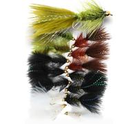 The Fly Crate Woolly Bugger Flies for Trout Fly Fishing Assortment - Size #8 Streamer Fly Fishing Flies (15 Pack - Size #8)