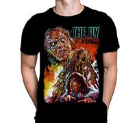 The Fly Mens Tshirt Classic Horror Movie Print, Black Graphic T-Shirt, Film Poster Tee
