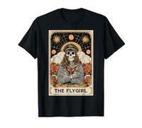 The Flygirl Airplane Pilot Aviation Tarot Card Skeleton T-Shirt