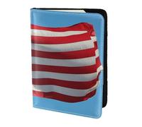 The Flying Train Travel Passport Holder Cover Wallet Leather Case Travel Essentials Luggage Accessories, The American Flag In A Blue Sky, One Size, Contemporary