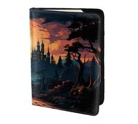 The Flying Train Travel Passport Holder Cover Wallet Leather Case Travel Essentials Luggage Accessories, Sunset World, One Size, Contemporary