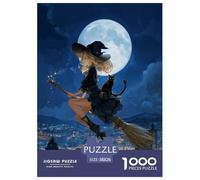 The Flying Witch Puzzles 1000 Piece for Adults Challenge Toy Full Moon Night Impossible Puzzle Educational Game Gifts 38x26cm/1000pcs