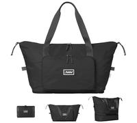 The Foldie Foldable Travel Bag for Women - 40L Weekender Bag with Multiple Pockets - Carry On Expendable Travel Bag, Black, One Size, One Size