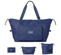 The Foldie Foldable Travel Tote Bag for Women - 40L Weekender Bag with Multiple Pockets - Carry On Personal Item Travel Bag, Blue, One Size, One Size