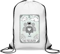 The Follower Funny Tarot Card Parody Social Media Graphic Gym Sack Casual Drawstring Bag White