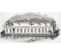 The Folly a floating coffee-house on the River Thames opposite Somerset House London England. From Old England: A Pictorial Museum published 1847. Poster Print by Ken Welsh (19 x 10)