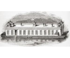 The Folly a floating coffee-house on the River Thames opposite Somerset House London England. From Old England: A Pictorial Museum published 1847. Poster Print by Ken Welsh (19 x 10)