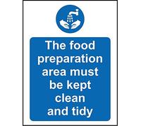 The food preparation area must be kept clean and tidy Hygiene catering safety sign - 1.2mm Rigid plastic 200mm x 150mm