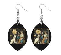 The Fool Major Arcana Tarot Mystical Witchy Earrings for Women Wooden Earrings Pendant Apricot Shaped Drop Earrings Jewelry