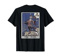 The Fool Tarot Card Halloween Gothic Court Jester Back Print T-Shirt, Men, Black, Medium