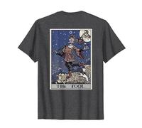 The Fool Tarot Card Halloween Gothic Court Jester Back Print T-Shirt, Men, Dark Heather Grey, 3X-Large