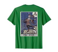 The Fool Tarot Card Halloween Gothic Court Jester Back Print T-Shirt, Men, Kelly Green, Medium