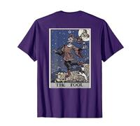 The Fool Tarot Card Halloween Gothic Court Jester Back Print T-Shirt, Men, Purple, Medium