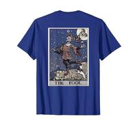 The Fool Tarot Card Halloween Gothic Court Jester Back Print T-Shirt, Men, Royal Blue, Large