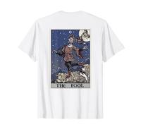 The Fool Tarot Card Halloween Gothic Court Jester Back Print T-Shirt, Men, White, Medium