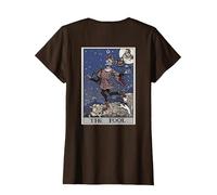 The Fool Tarot Card Halloween Gothic Court Jester Back Print T-Shirt, Women, Brown, Medium