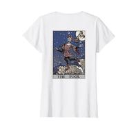 The Fool Tarot Card Halloween Gothic Court Jester Back Print T-Shirt, Women, White, Small