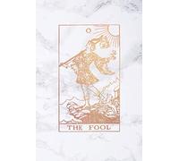 The Fool: Tarot Card Notebook - 6 x 9 | Soft White Marble and Rose Gold - College Ruled Journal