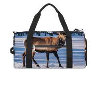 The Footprints by Elk on The Snow Gym Bag Sport Gym Tote Bag Lightweight Duffle Bag Carry On Weekender Bags for Women Men, white, One Size
