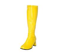 The Footwear Ladies Womens Fancy Dress Party Go Go Boots 60s 70s Retro Size 3 4 5 6 7 8 9 10 11 12 Various Designs (3 UK, Yellow Patent, numeric_3)