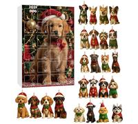 The for Christmas, 2D Acrylic Advent Decoration in Dog Shape | 24 Days Christmas Decorations for Dogs, Christmas Parties, Tree Desk, Window Door Wall