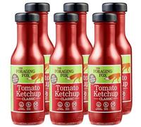 The Foraging Fox Classic Tomato Ketchup - 100% Natural, Lower Sugar & Vegan Friendly - No Artificial Sweeteners, Gluten & Dairy Free - Gourmet Plant Based Condiment - 6 x 255g Bottles