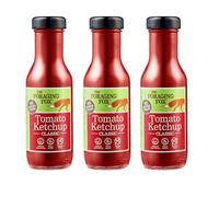 The Foraging Fox Classic Tomato Ketchup - 100% Natural, Lower Sugar & Vegan Friendly - No Artificial Sweeteners, Gluten & Dairy Free - Gourmet Plant Based Condiment - 3 x 255g Bottles