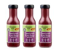The Foraging Fox Original Beetroot Ketchup - 100% Natural, Vegan & Gluten Free - Multi-Award Winning Lower Sugar Condiment - No Artificial Sweeteners - 3 x 255g Bottles
