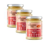 The Foraging Fox Smoked Jalapeño Spicy Mayo - 100% Natural, Free Range Egg - No Added Sugar, Keto & Paleo Friendly - Gluten & Dairy Free Gourmet Spicy Mayonnaise - 3 x 240g Jars