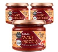 The Foraging Fox Smoky Chipotle Salsa - 100% Natural, No Refined Sugar, Keto & Vegan Friendly - Low Carb, Gluten Free Dipping Sauce - 3-Pack (295g)