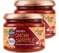 The Foraging Fox Smoky Chipotle Salsa - 100% Natural, No Refined Sugar, Keto & Vegan Friendly - Low Carb, Gluten Free Dipping Sauce - 2-Pack (295g)