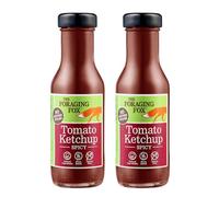 The Foraging Fox Spicy Tomato Ketchup - 100% Natural with a Chilli Kick - Lower Sugar, Vegan & Gluten Free - No Artificial Sweeteners - Spicy Gourmet Condiment - 2 x 255g Bottles