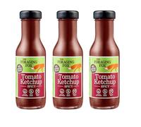 The Foraging Fox Spicy Tomato Ketchup - 100% Natural with a Chilli Kick - Lower Sugar, Vegan & Gluten Free - No Artificial Sweeteners - Spicy Gourmet Condiment - 3 x 255g Bottles