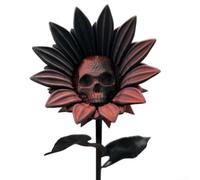 The Forbidden Sunflower Gothic Skull Bloom 3D Printed Decor for Dark, Mystical, and Alternative Home and Office Use (Red and Black)