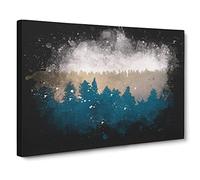 The Forest At Sunset Paint Splash Canvas Print | Gallery Wrapped 30mm Frame Wall Art | 30x20 inches | Ready to Hang | Modern Landscape Picture | Living Room Bedroom Lounge Office
