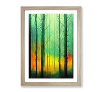 The Forest Glow No.1 Framed Print | A2 Oak Framed Wall Art | Ready to Hang | Modern Landscape Picture | Living Room Bedroom Lounge Office