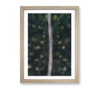 The Forest Road In Sweden Painting Modern Framed Print | A3 Oak Framed Wall Art | Ready to Hang | Modern Landscape Picture | Living Room Bedroom Lounge Office